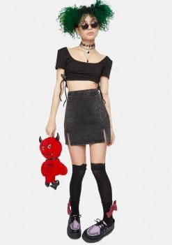 Daisy Street Bottoms Denim Notched Mini Skirt