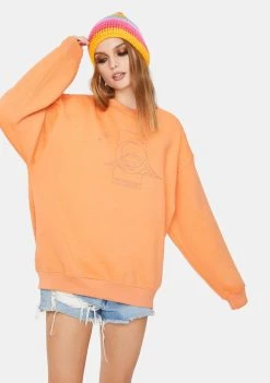 Daisy Street Overdyed Moon Graphic Crewneck Sweater Tops