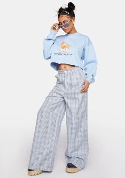 Daisy Street Blue Checked Laura Trousers