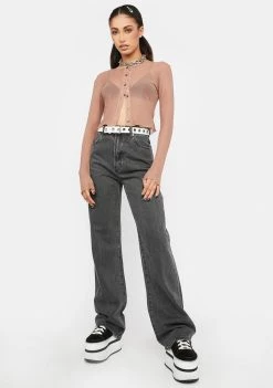 Daisy Street Brown Mesh Cardigan Tops