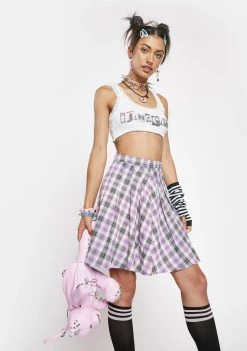 Daisy Street Bottoms Lilac Plaid Emily Skirt