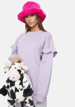 Daisy Street Tops Jen Ruffle Crewneck Sweatshirt