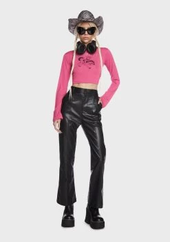 Daisy Street Vegan Leather Star Trousers