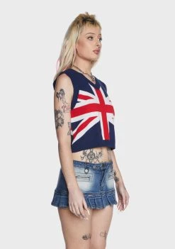 Daisy Street Union Jack Sweater Vest Sweater Vests