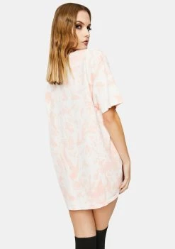 Daisy Street AC/DC Relaxed Fit Tie Dye Graphic Tee Tops