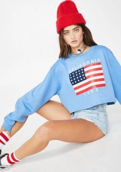 Daisy Street Young American Cropped Sweatshirt Tops