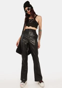 Daisy Street Vegan Leather Seam Trousers