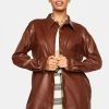 Daisy Street Vegan Leather Shacket Outerwear