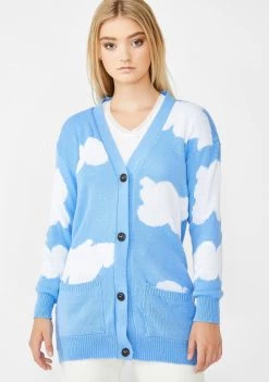 Daisy Street Tops Cloud Intarsia Boyfriend Cardigan