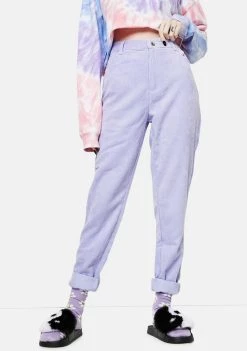 Daisy Street Purple Corduroy Mom Jeans Bottoms