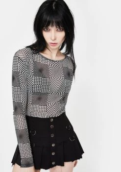 Daisy Street Illusion Mesh Top Tops