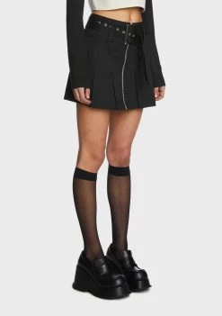 Daisy Street Black Belted Mini Skirt Bottoms