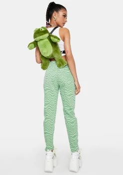 Daisy Street Green Wavy Print Mom Jeans High Waisted Jeans