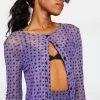 Daisy Street Purple Floral Mesh Cardigan