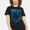 Daisy Street Tops Nirvana Blue Smiley Graphic Tee
