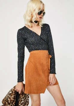 Daisy Street Wrap Front Floral Long Sleeve Top