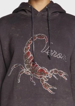 Daisy Street Tops Diamante Scorpion Hoodie