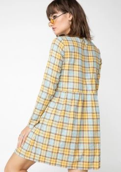 Daisy Street Sunny Plaid Check Print Smock Dress