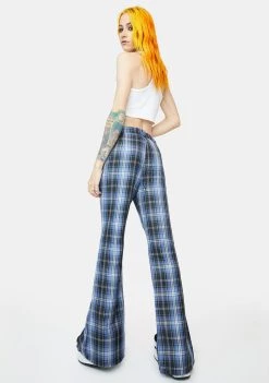 Daisy Street Split Plaid Trousers