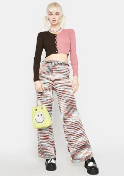 Daisy Street Tops 90s Two Tone Cropped Cardigan