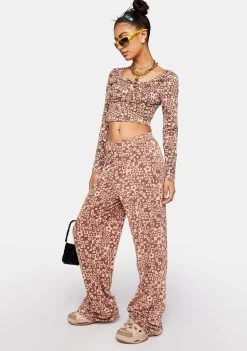 Daisy Street Floral Flared Trousers