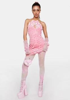 Daisy Street Pink Floral Halter Mini Dress