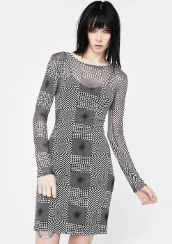 Daisy Street Illusion Mesh Dress