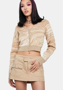 Daisy Street Cream Marble Knit Cardigan