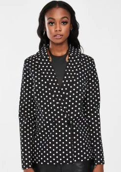 Daisy Street Outerwear Double Breasted Polka Dot Blazer