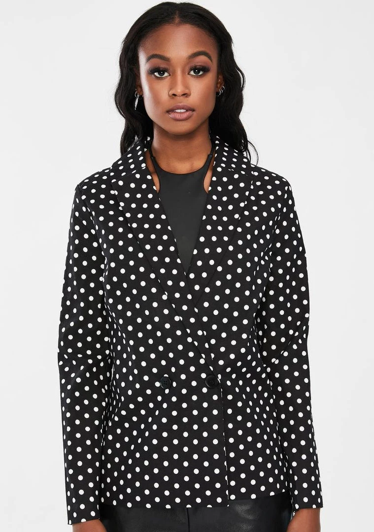 Daisy Street Outerwear Double Breasted Polka Dot Blazer