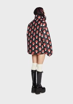 Daisy Street Mushroom Print Puffer Jacket
