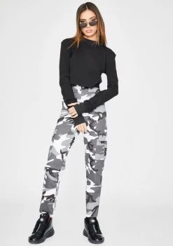 Daisy Street Camo Print Utility Cargo Trousers Bottoms