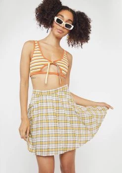 Daisy Street Yellow Plaid Emily Skirt Bottoms
