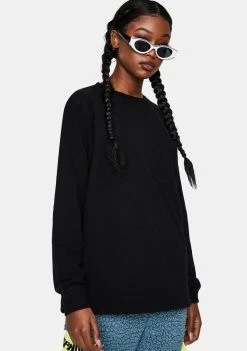 Daisy Street Black Stay At Home Crewneck Sweatshirt Tops