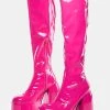 Daisy Street Pink Patent Platform Boots