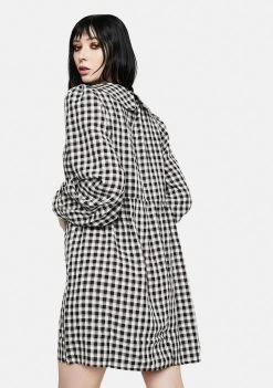 Daisy Street Gingham Print Peter Pan Collar Mini Dress Dresses