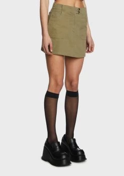 Daisy Street Khaki Twill Mini Skirt Bottoms