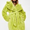 Daisy Street Outerwear Green Faux Fur Wrap Coat