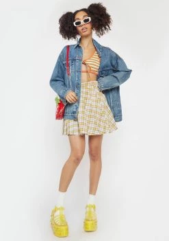 Daisy Street Yellow Plaid Emily Skirt Bottoms