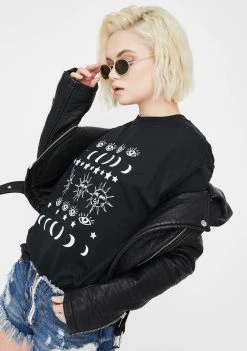 Daisy Street Black Astrology Graphic Tee Tops