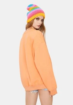 Daisy Street Overdyed Moon Graphic Crewneck Sweater Tops