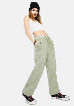 Daisy Street Pistachio Sherpa Joggers
