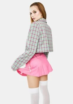 Daisy Street Multi Cropped Check Blazer