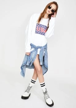 Daisy Street Tops USA Graphic Print Boyfriend Sweater