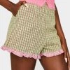 Daisy Street Checkered Frill Shorts Bottoms