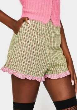 Daisy Street Checkered Frill Shorts Bottoms
