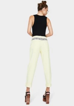 Daisy Street Yellow Printed Pocket Mom Jeans