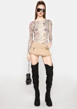 Daisy Street Tops Amelia Long Sleeve Mesh Swirl Top