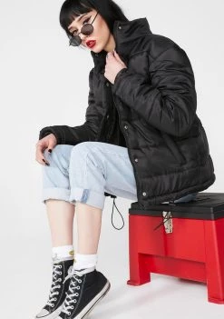Daisy Street Solid Puffer Jacket