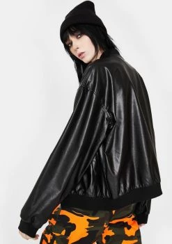 Daisy Street Outerwear Faux Leather Bomber Jacket